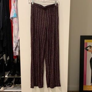Metallic striped wide leg pants